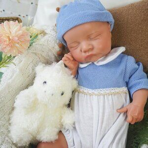 17.32in Full Silicone Not Vinyl Reborn wheaten Baby Girl Doll Lifelike Reborn